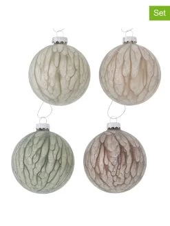 12-delige Set: Kerstballen "Batic" Groen/beige - Ø 8 Cm