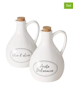 2-delige Set: Azijn- & Oliedispenser "Cucina" Wit - (H)20 X Ø 16 Cm