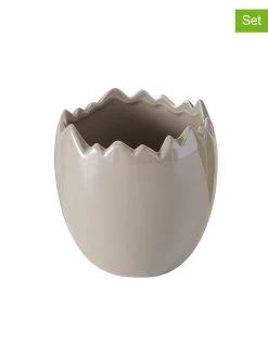 2-delige Set: Bloempotten "Enya" Taupe - (H)12 X Ø 12 Cm