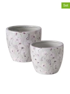 2-delige Set: Bloempotten "Sarah" Grijs/paars