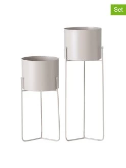 2-delige Set: Bloempotten "Trelli" Crème