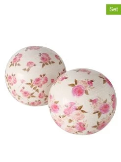 2-delige Set: Decoratieve Ballen "Roselia" Wit/roze - Ø 12 Cm