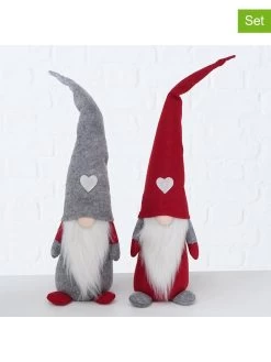 2-delige Set: Decoratieve Figuren "Bibiano" Grijs/rood - (H)50 Cm
