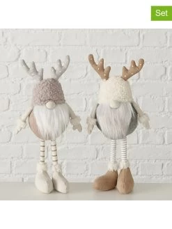 2-delige Set: Decoratieve Figuren "Devid" Grijs/wit - (H)30 Cm