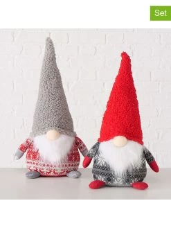 2-delige Set: Decoratieve Figuren "Flopsy" Rood/grijs - (H)51 Cm