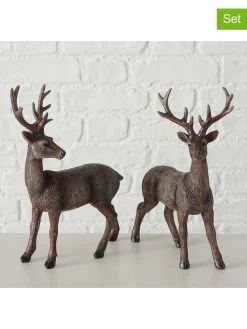 2-delige Set: Decoratieve Figuren "Tobin" Bruin - (B)14 X (H)23 Cm