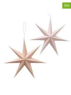 2-delige Set: Decoratieve Hangers "Nele" Lichtroze/oranje - Ø 40 Cm