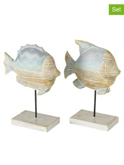 2-delige Set: Decoratieve Objecten Geel/lichtblauw - (B)20 X (H)25 X (D)8 Cm