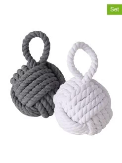 2-delige Set: Deurstoppers "Zuber" Grijs/wit - (H)23 X Ø 15 Cm