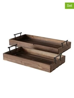 2-delige Set: Dienbladen "River" Bruin