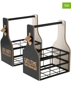 2-delige Set: Flessendragers "Grillhouse" Zwart - (B)29 X (H)33 X (D)18 Cm