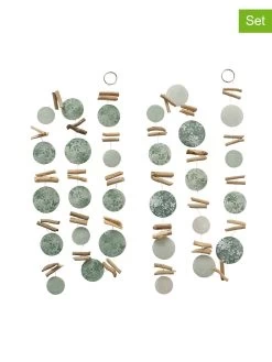 2-delige Set: Guirlandes "Peona" Lichtblauw/lichtbruin - (L)180 Cm