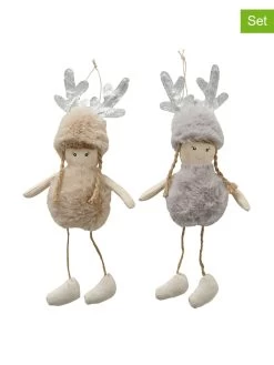 2-delige Set: Hangende Figuren "Darlina" Beige/grijs - (H)30 Cm