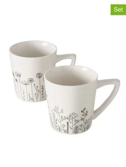 2-delige Set: Koppen "Bloma" Wit/zwart - 300 Ml