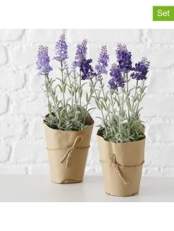 2-delige Set: Kunstplanten "Lavendel" Paars - (H)32 Cm