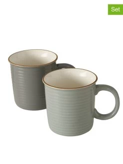 2-delige Set: Mokken "Fania" Lichtgrijs/grijs - 400 Ml