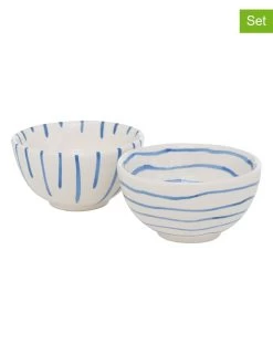 2-delige Set: Mueslikommen "Bluya" Wit/lichtblauw - Ø 9 Cm