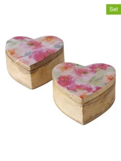 2-delige Set: Opbergboxen "Karella" Roze - (B)10 X (H)5 X (D)10 Cm