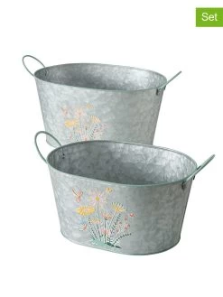 2-delige Set: Plantenpotten "Floriana" Grijs