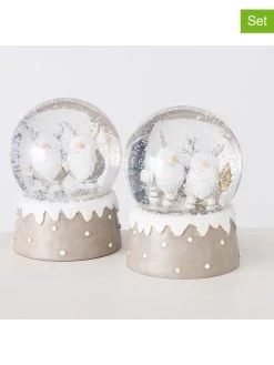 2-delige Set: Sneeuwballen "Devid" Beige - (H)13 X Ø 10 Cm