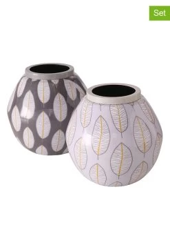 2-delige Set: Vazen "Blata" Grijs - (H)19 Cm