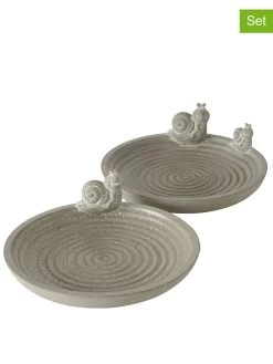 2-delige Set: Vogeldrinkbakken "Gianfi" Grijs - Ø 25 Cm