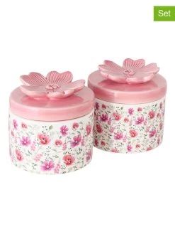 2-delige Set: Voorraadpotten "Melina" Lichtroze - (H)10 X Ø 10 Cm