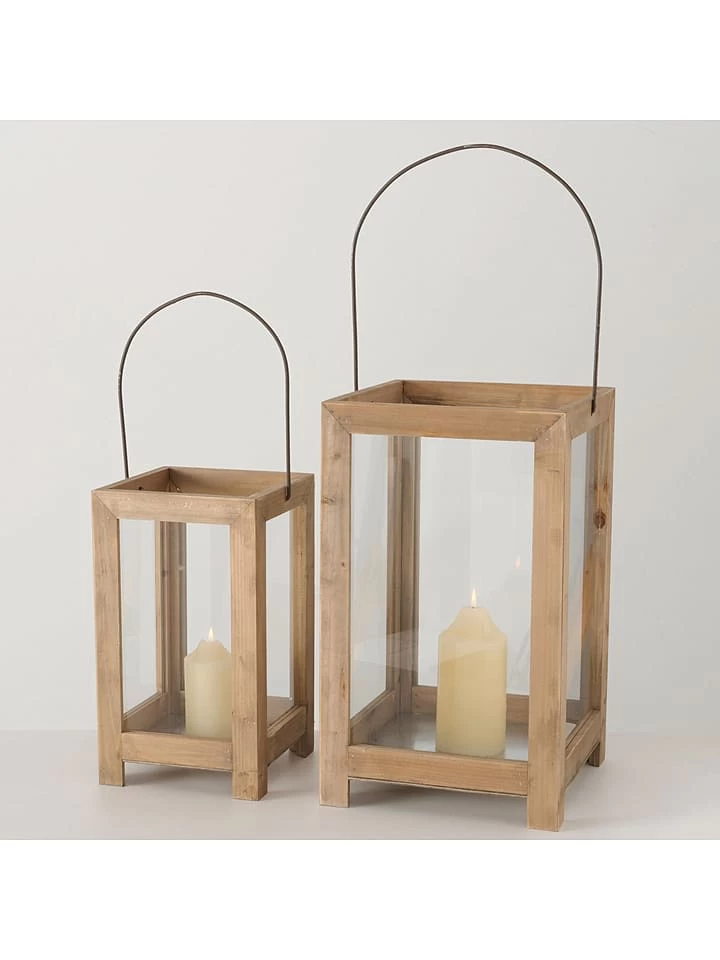 2-delige Set: Windlichten "Blexa" Naturel - Afbeelding 2