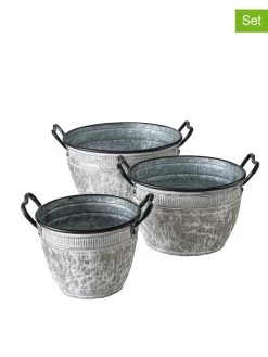 3-delige Set: Bloempotten "Adelia" Grijs