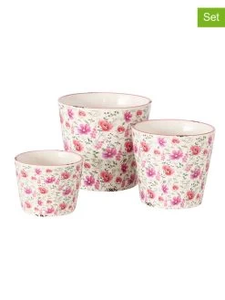 3-delige Set: Bloempotten "Melina" Wit/roze