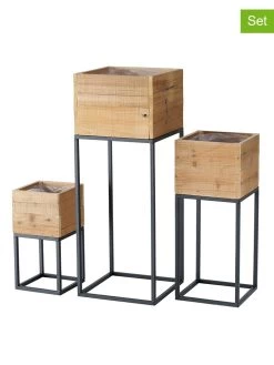 3-delige Set: Bloempotten "Peyo" Naturel/zwart