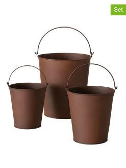 3-delige Set: Bloempotten 'Seluna" Bruin