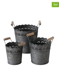 3-delige Set: Bloempotten "Shabby" Grijs