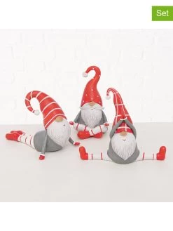 3-delige Set: Decoratieve Figuren "Lucky" Grijs/rood - (B)20 X (H)16 X (D)11 Cm