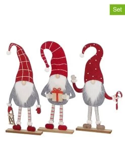 3-delige Set: Decoratieve Figuren "Lucky" Rood/grijs - (H)51 Cm
