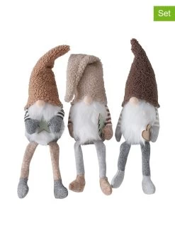 3-delige Set: Decoratieve Figuren Voor Op Een Rand Beige/bruin - (H)35 Cm