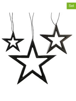 3-delige Set: Decoratieve Hangers "Taumi" Zwart