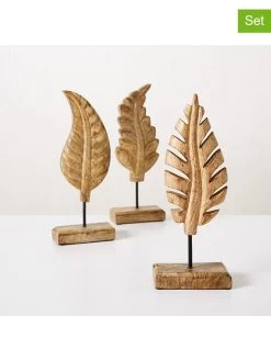 3-delige Set: Decoratieve Objecten "Blad" Naturel - (B)12 X (H)30 X (D)6,5 Cm