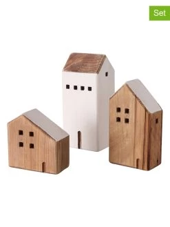 3-delige Set: Decoratieve Objecten "Gotland" Lichtbruin/wit - (H)22 Cm