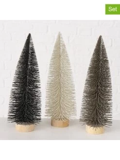 3-delige Set: Decoratieve Objecten "Tarvo" Antraciet/crème/zwart - (H)41 Cm