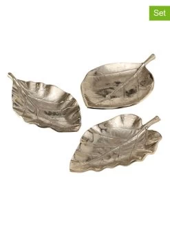 3-delige Set: Decoratieve Schalen "Blatt" Zilverkleurig - (L)27 X (B)20 Cm