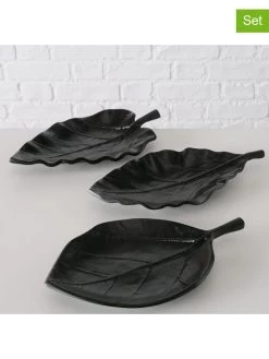 3-delige Set: Decoratieve Schalen "Blatt" Zwart - (L)27 X (B)20 Cm