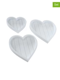 3-delige Set: Dienbladen "Hart" Wit
