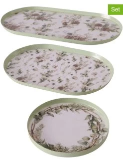 3-delige Set: Dienbladen "Luca" Lichtgroen/wit