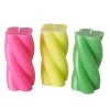3-delige Set: Kaarsen "Twist" Roze/geel/groen - 3x 365 G