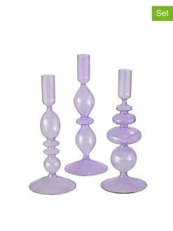 3-delige Set: Kaarshouders "Melony" Paars - (H)24 Cm