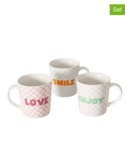 3-delige Set: Mokken "Colara" Lichtroze/lichtblauw/paars - 400 Ml