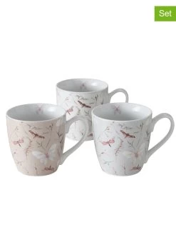 3-delige Set: Mokken "Falana" Wit/lichtroze - 480 Ml