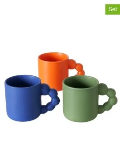 3-delige Set: Mokken "Javi" Oranje/groen - 400 Ml