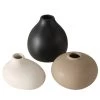 3-delige Set: Vazen "Darleen" Zwart/crème/beige - (H)11 Cm